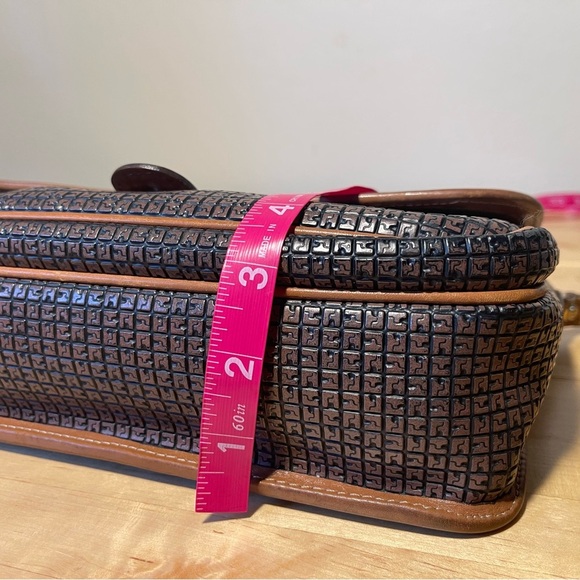 Ted Lapidus Paris Vintage 80s Monogram Leather Crossbody Bag flap closure - Picture 13 of 16